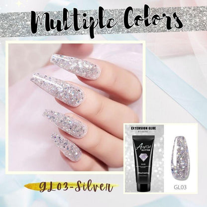 Glittery Poly Nail Gel Nails starryhome GL03 Silver 