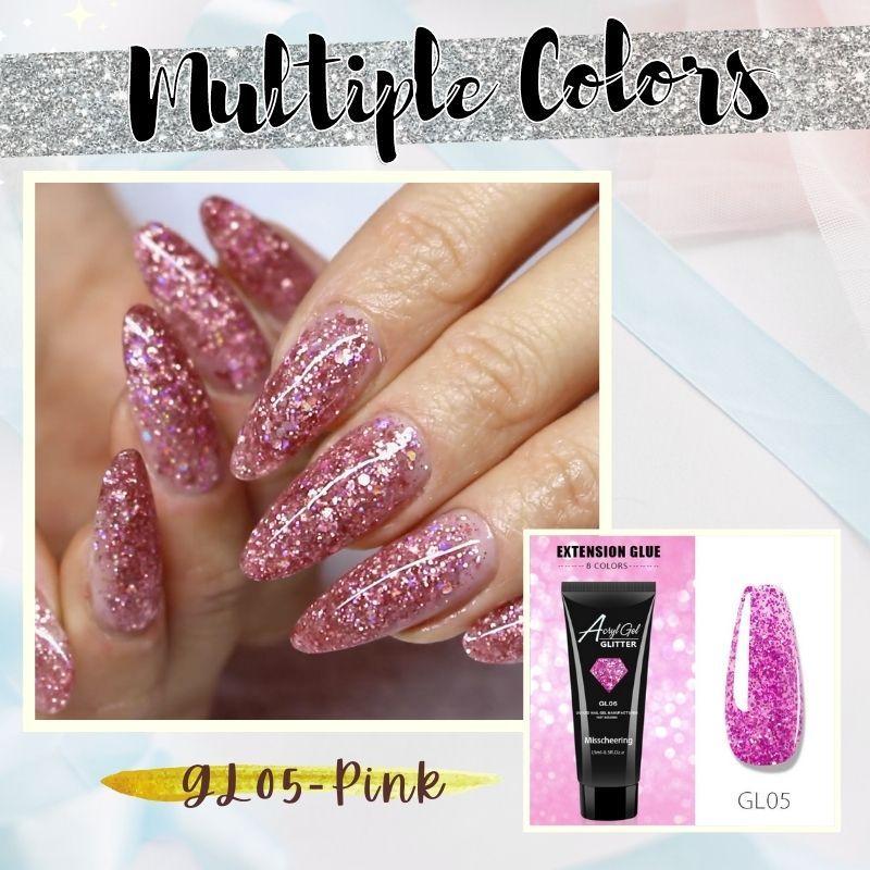 Glittery Poly Nail Gel Nails starryhome GL05 Pink 