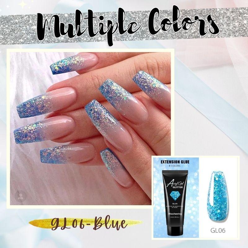 Glittery Poly Nail Gel Nails starryhome GL06 Blue 