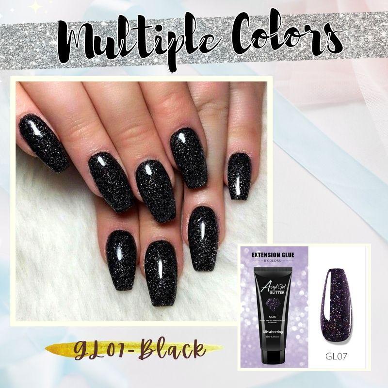 Glittery Poly Nail Gel Nails starryhome GL07 Black 