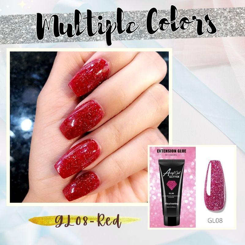 Glittery Poly Nail Gel Nails starryhome GL08 Red 