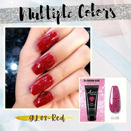 Glittery Poly Nail Gel Nails starryhome GL08 Red 