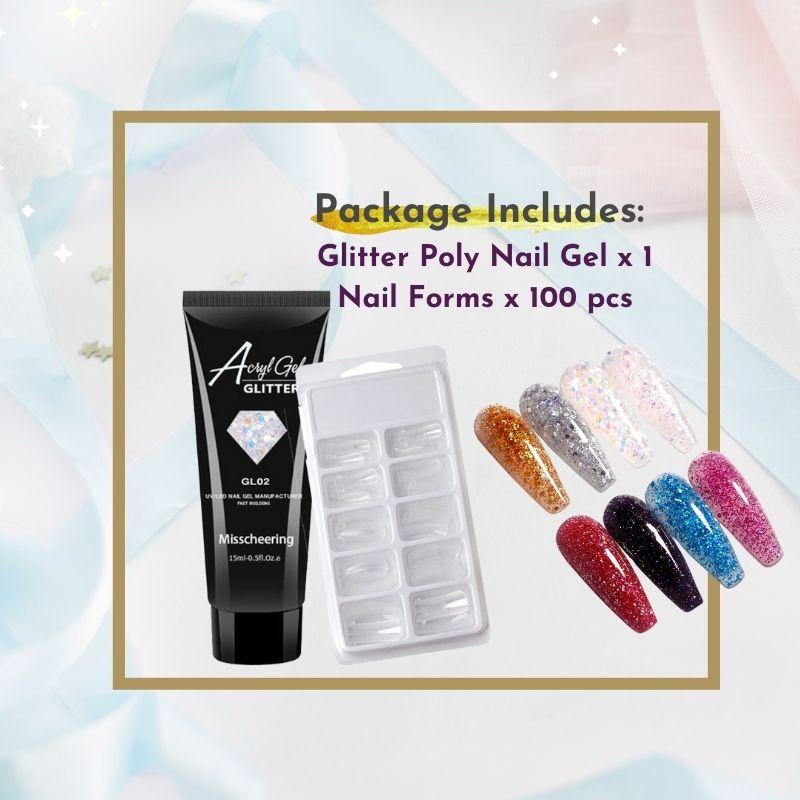 Glittery Poly Nail Gel Nails starryhome 