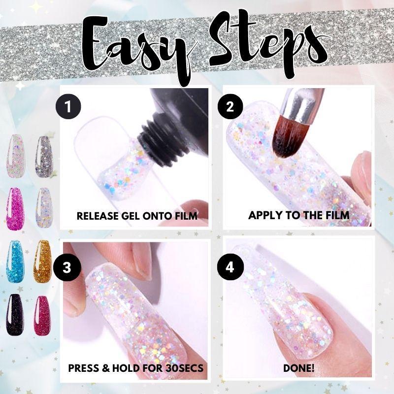 Glittery Poly Nail Gel Nails starryhome 