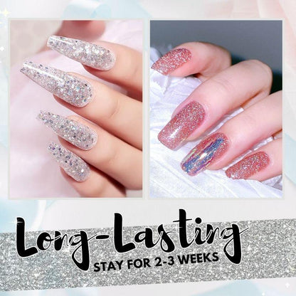 Glittery Poly Nail Gel Nails starryhome 