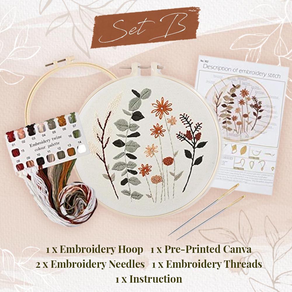 EasyStitch Floral Embroidery Stitching Set starryhome B 