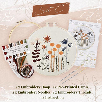 EasyStitch Floral Embroidery Stitching Set starryhome C 